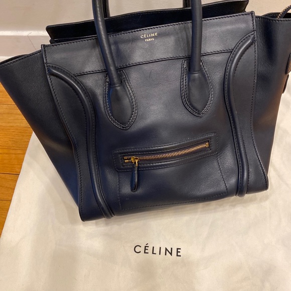 🌹SOLD🌹 CELINE Mini Luggage Tote Navy Blue Handbag 🌹SOLD🌹 - Picture 5 of 14